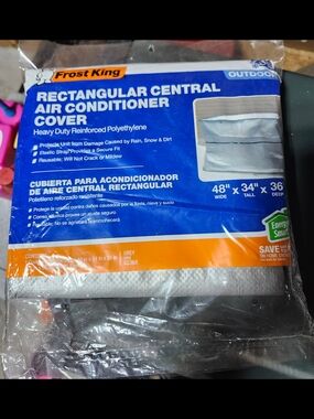 Gray Rectangular Central Air Conditioner Cover